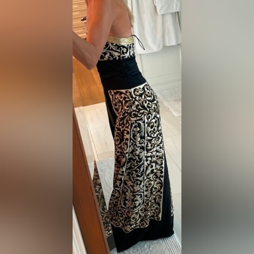 Nicole Miller Collection strapless long gown black gold silk fits XS - Picture 7 of 10